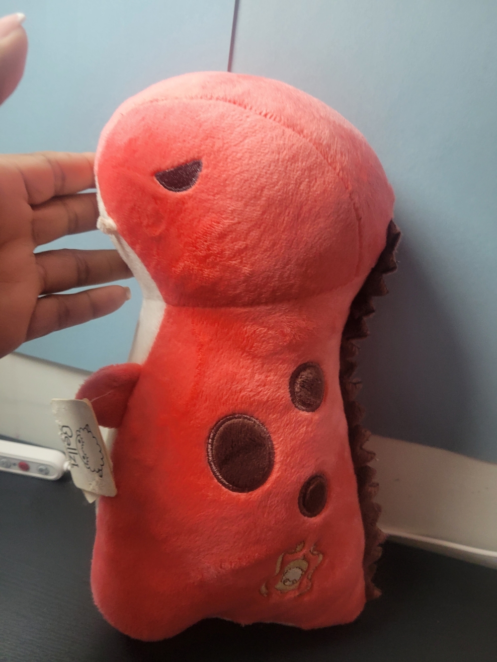 Red Plush Dinosaur Dog Toy with Squeaker